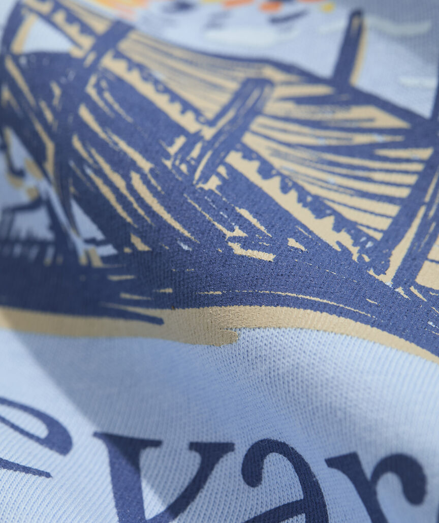 Autumn Sailing Scene Short-Sleeve Pocket Tee