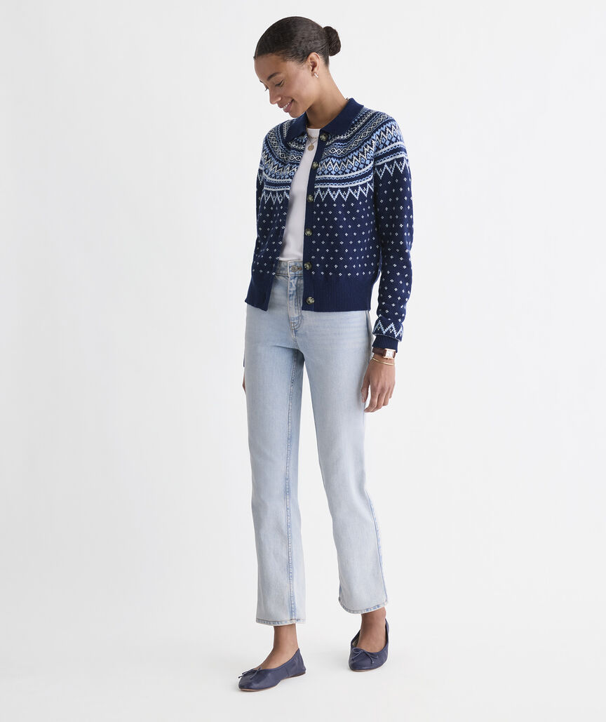 Fair Isle Polo Cardigan