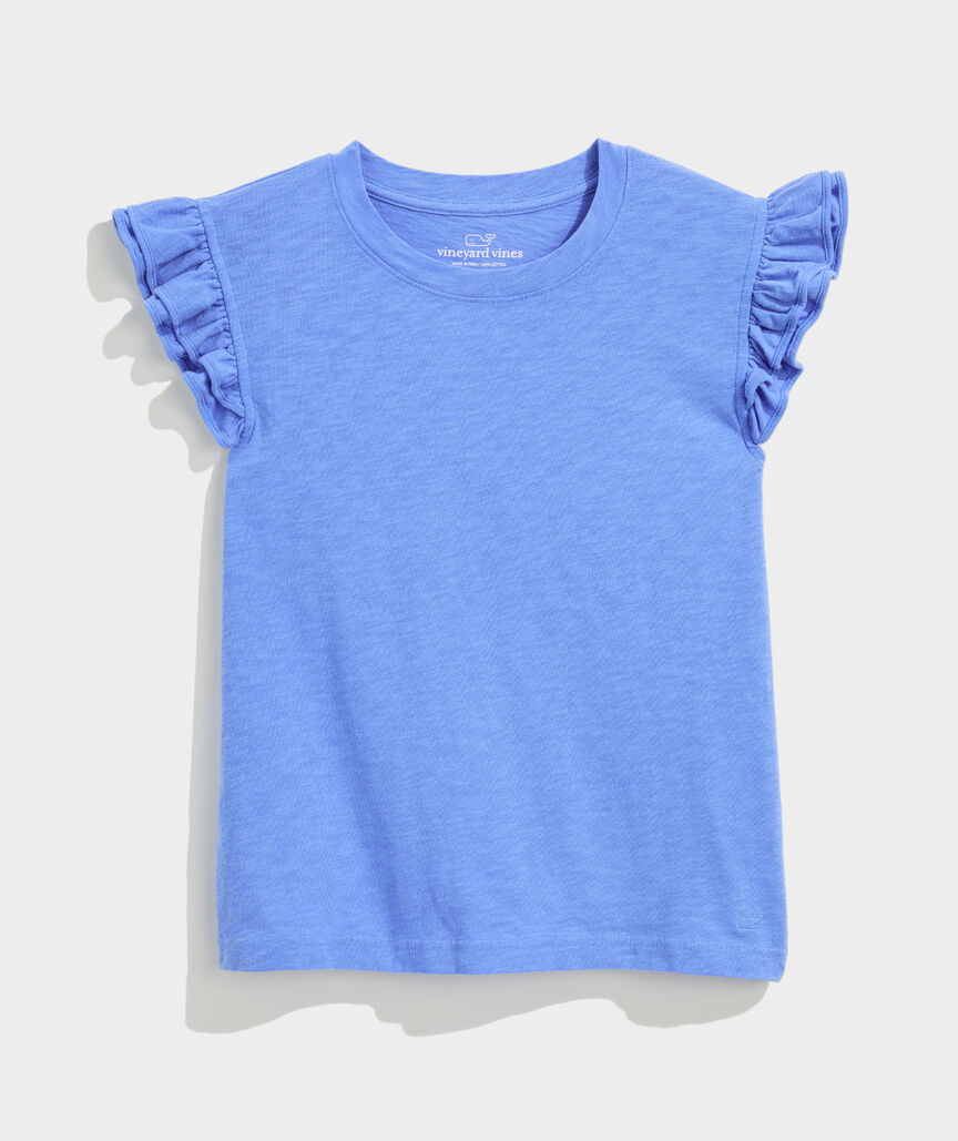 Flutter-Sleeve Slub Jersey Top