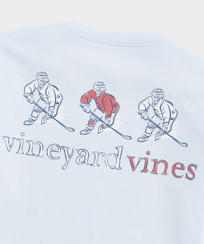 Boys' Hockey Outline Long-Sleeve Pocket Tee