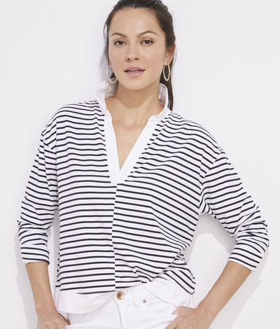 Vineyard Vines Striped Easy Polo Shirt (White/Black) (Size: XL)