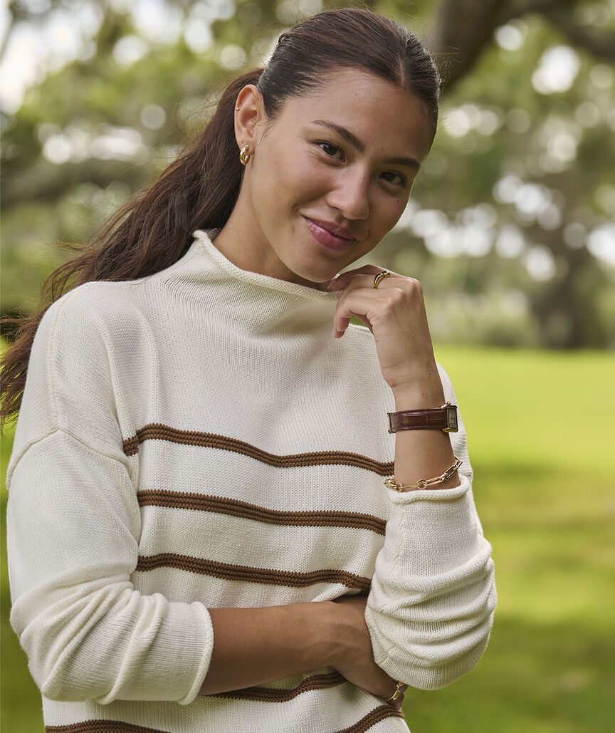 Katie Cotton Mockneck Stripe Sweater