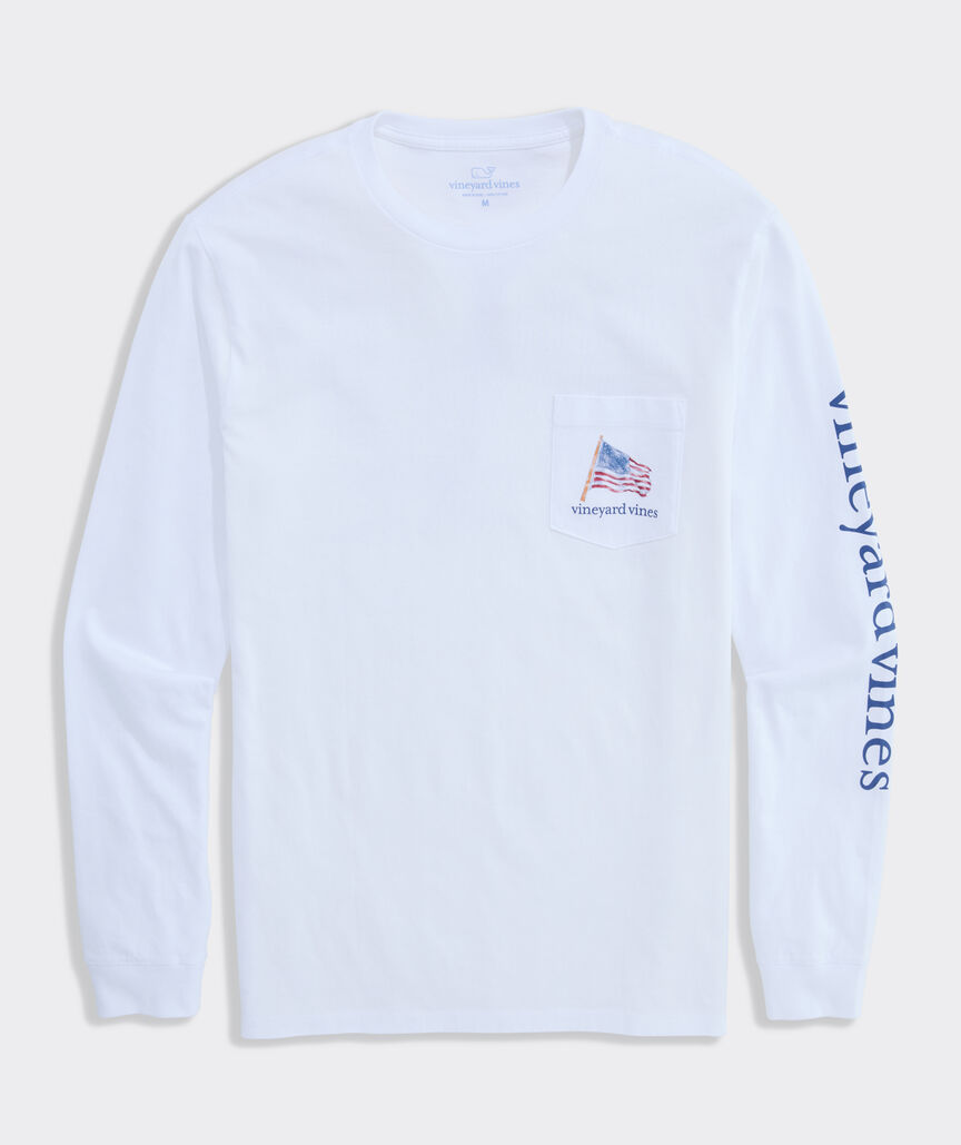 Painted Shining Sea Flag Long-Sleeve Pocket Tee