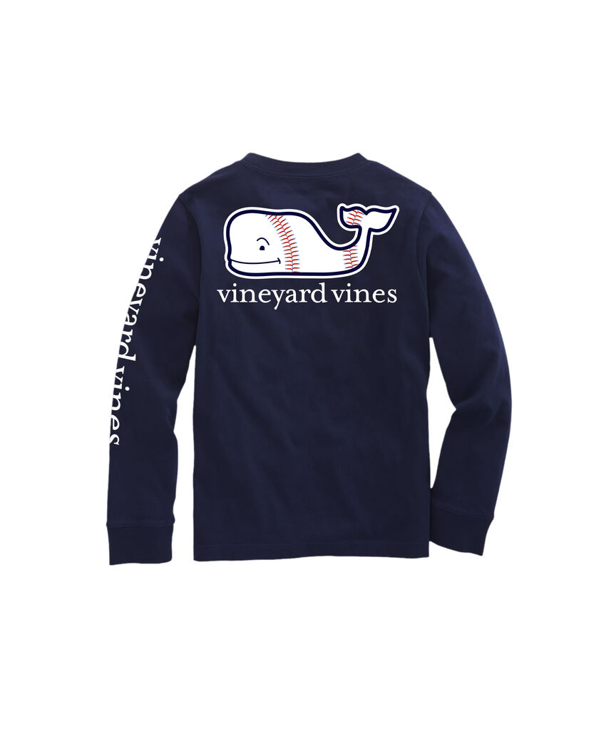 OUTLET Boys' Baseball Whale Long-Sleeve Pocket Tee