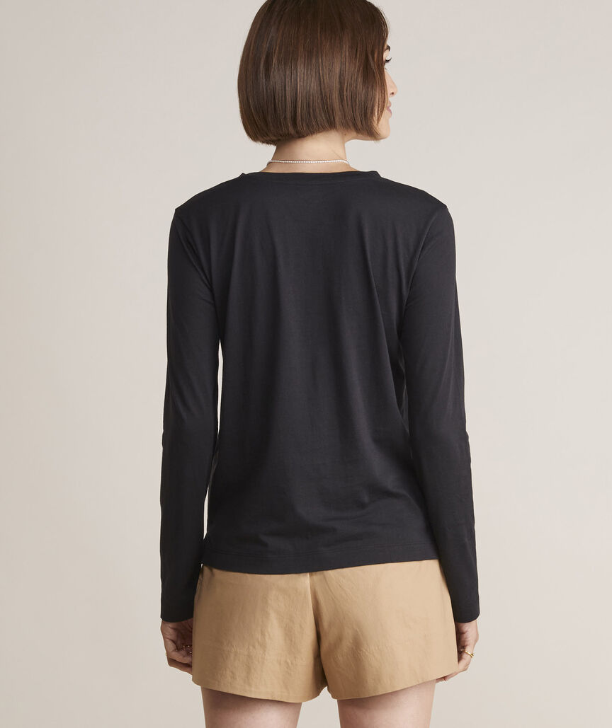 Pima Cotton Long-Sleeve Crewneck Tee