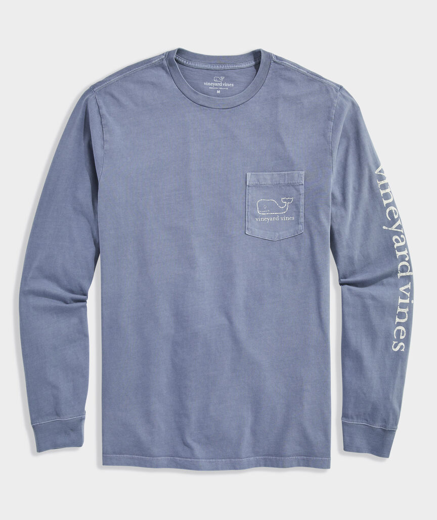 Garment-Dyed Vintage Whale Long-Sleeve Pocket Tee