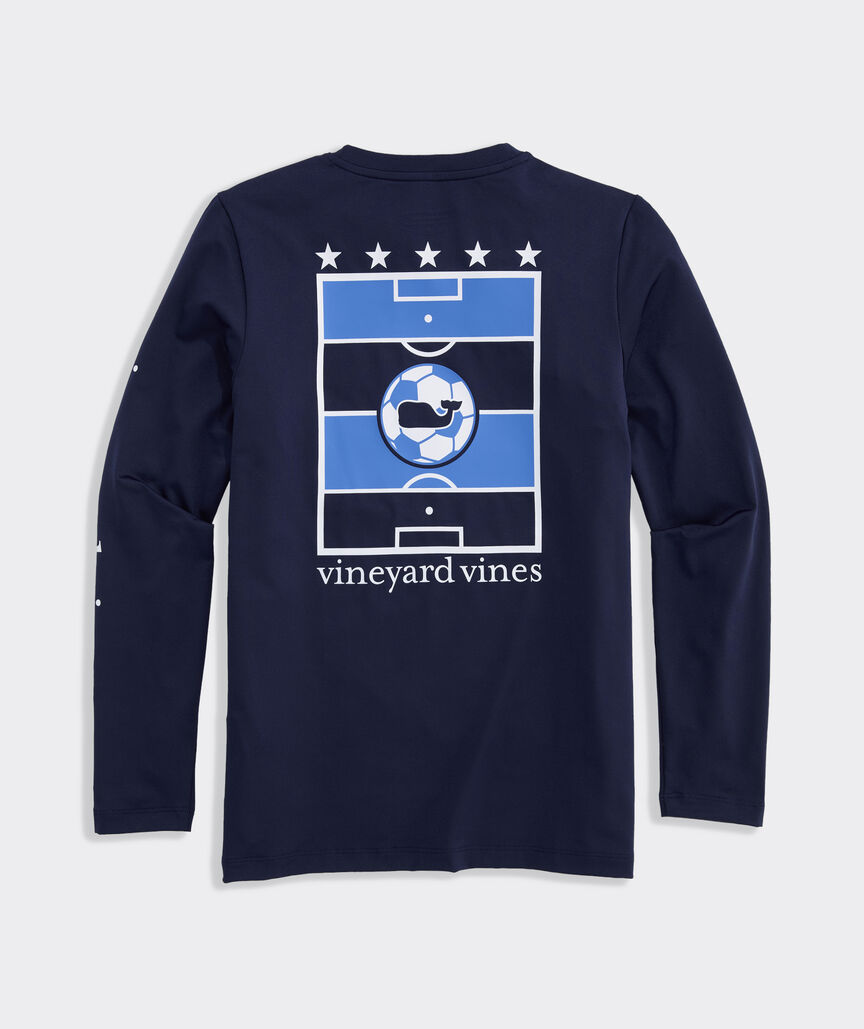 Boys' Performance Soccer Field Stripe Long-Sleeve Harbor Sun Tee