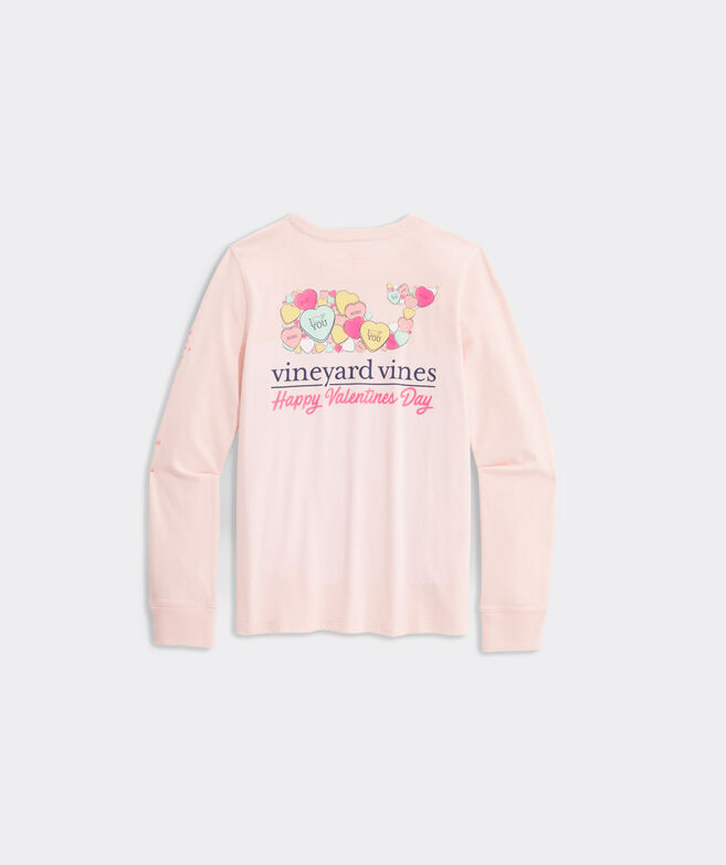 Girls' Candy Hearts Valentine's Day Whale Long-Sleeve Pocket Tee