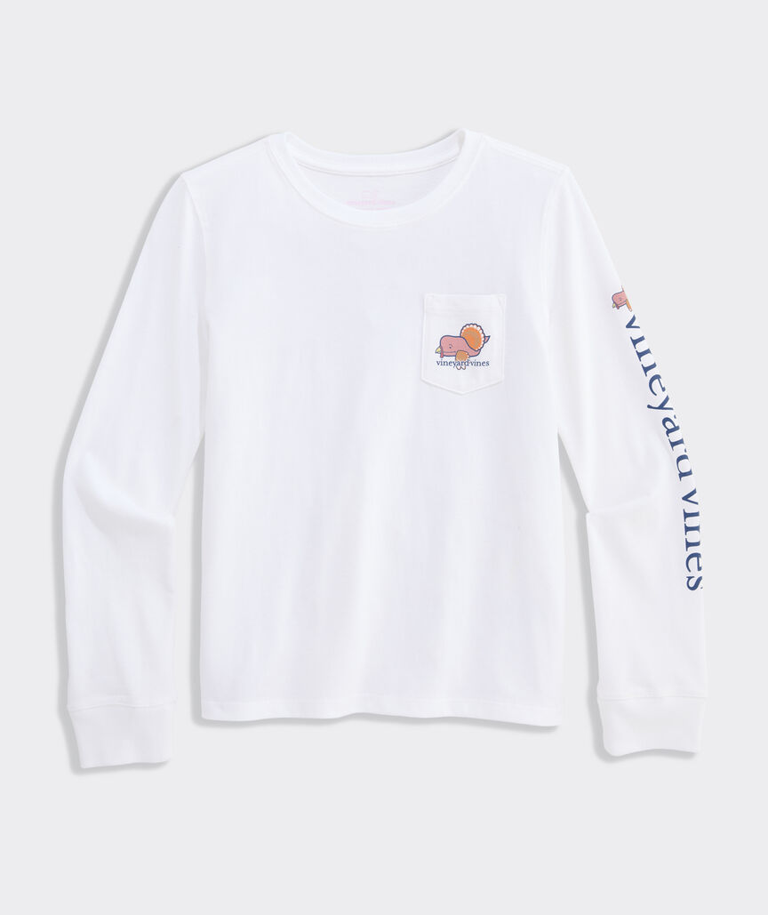 Girls' Thanksgiving Icons Whale Long-Sleeve Pocket Tee