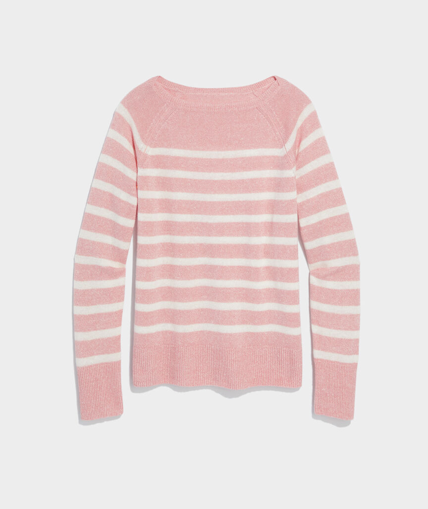 Linen Cashmere Striped Boatneck Sweater