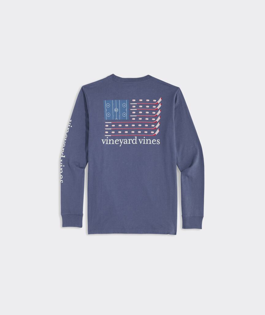 Boys' Hockey Flag Long-Sleeve Pocket Tee