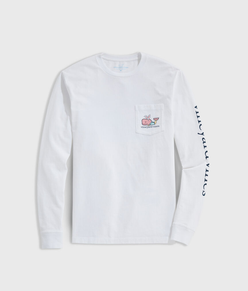 Dapper Easter Whale Long-Sleeve Pocket Tee