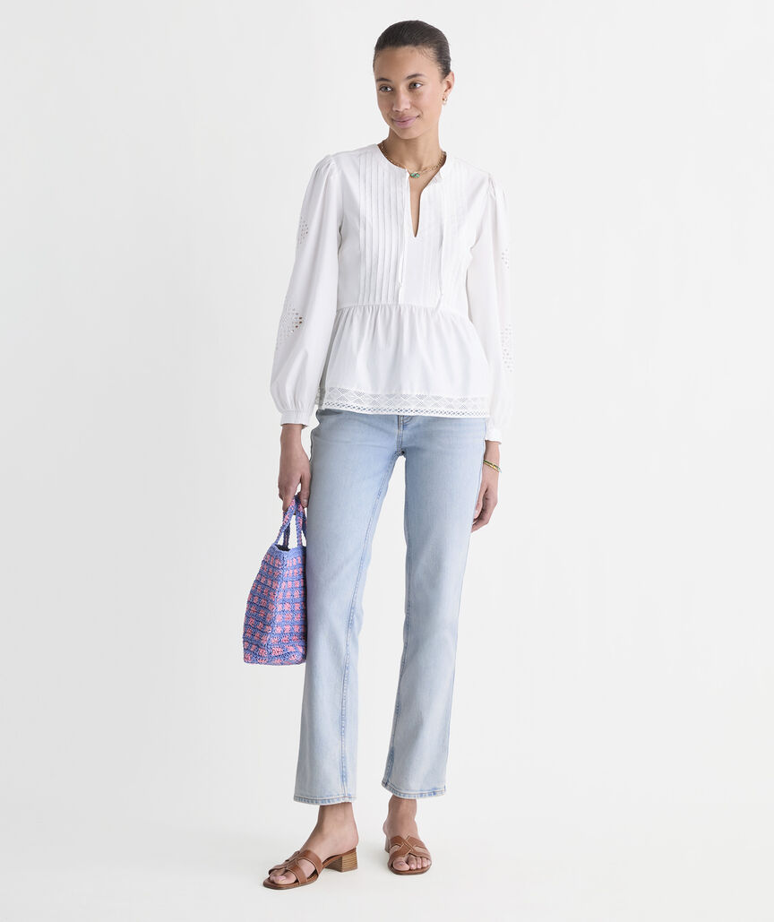 Nora Pintuck Eyelet Top