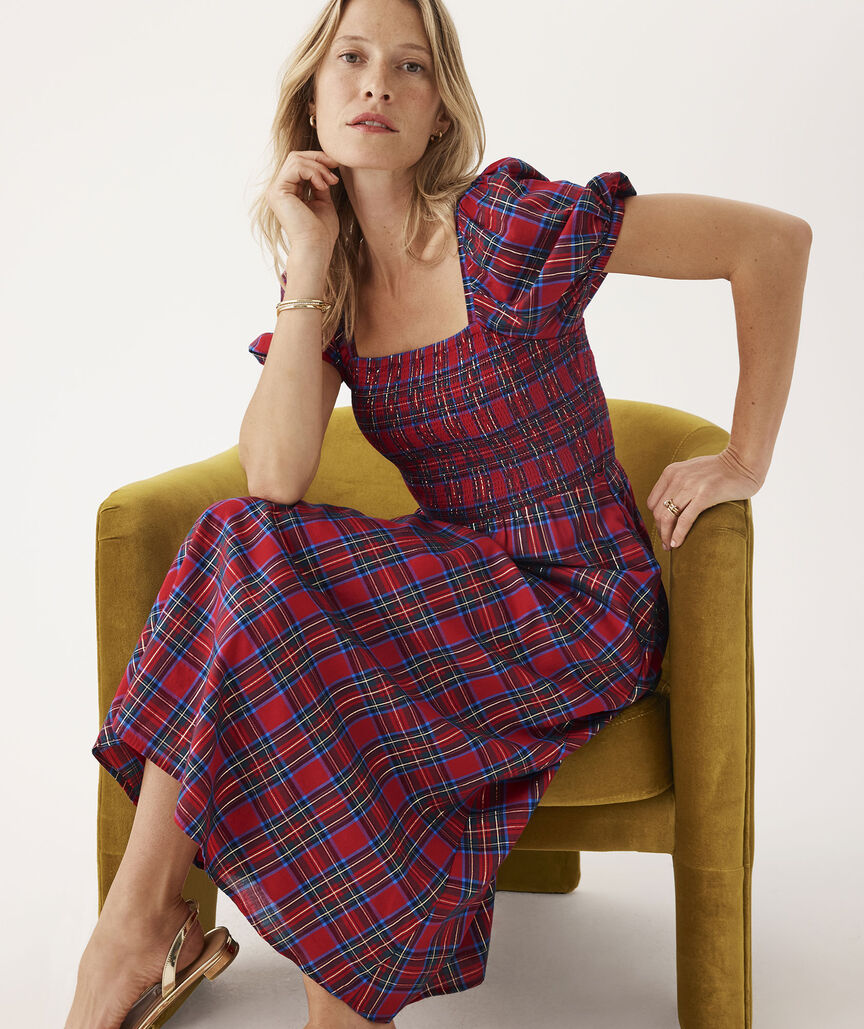 Ellen Puff-Sleeve Midi Dress