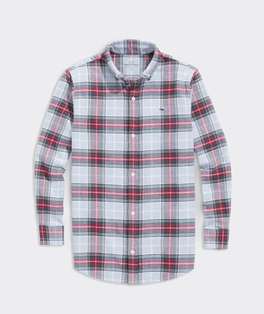 Shop Boys' Stretch Cotton Flannel Tartan Shirt at vineyard vines