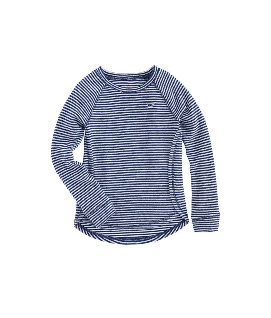 Girls Vineyard Stripe Terry Whale Shirt