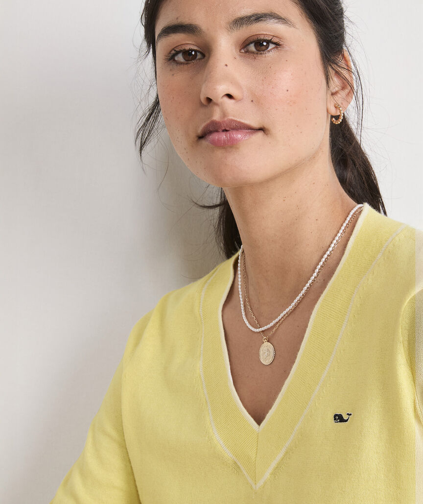 Cotton Cashmere Heritage V-Neck Sweater