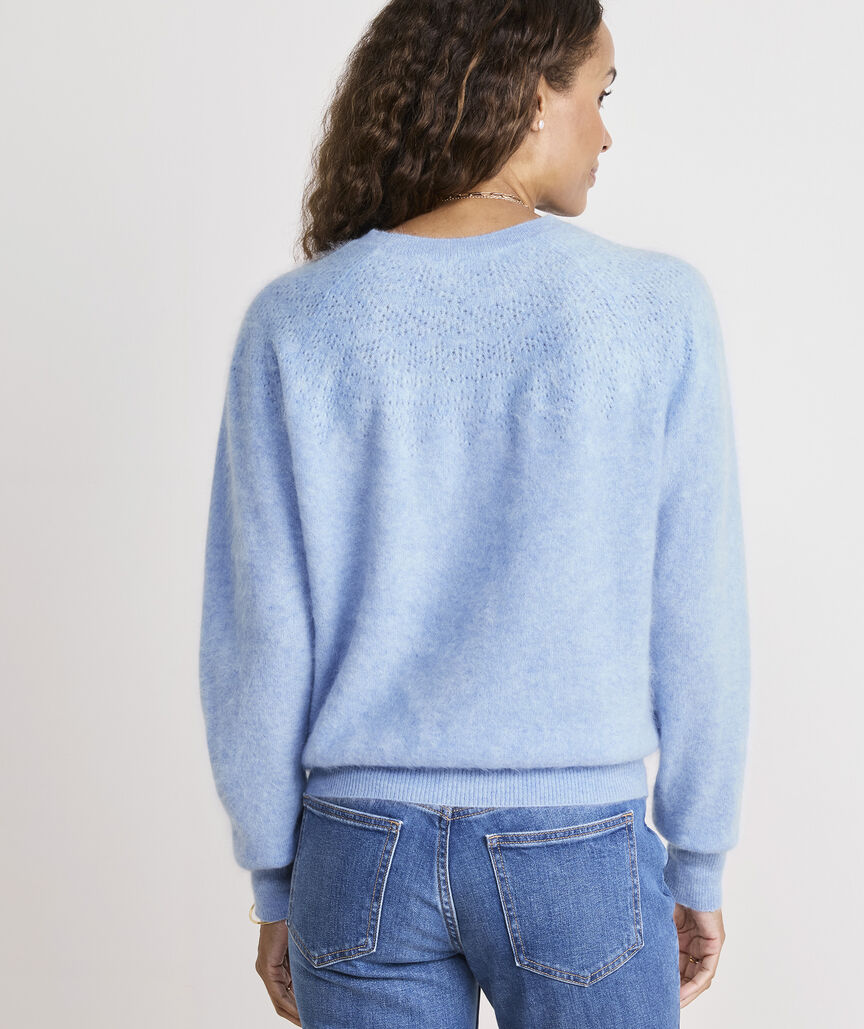 Brushed Cashmere Pointelle Crewneck Sweater