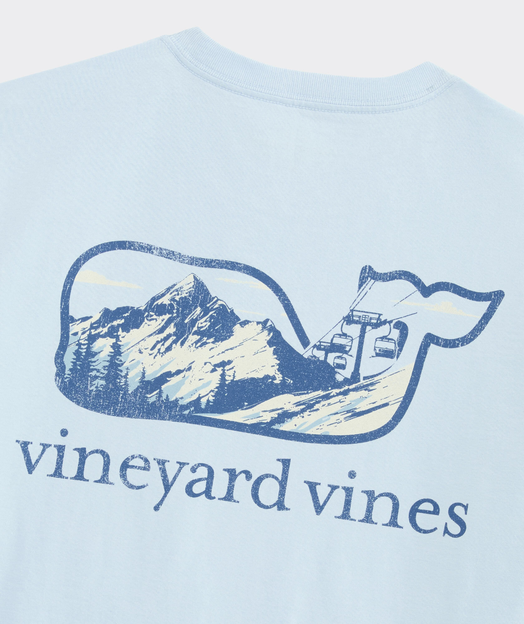 Ski Mountain Scenic Whale Long-Sleeve Pocket Tee