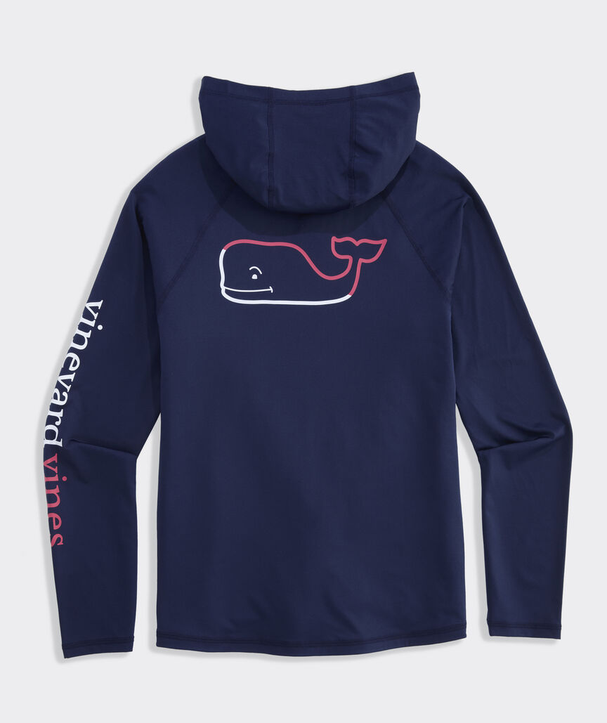 Performance Burgee Whale Long-Sleeve Harbor Hoodie Tee