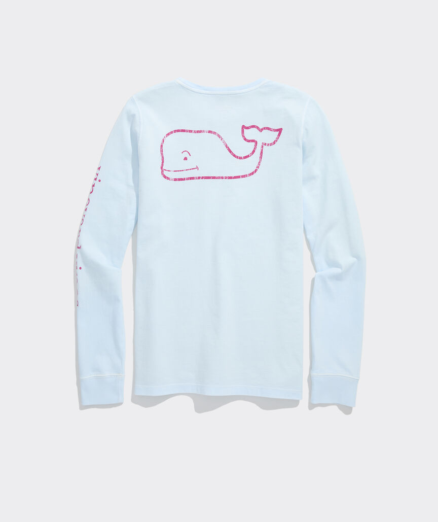 Women's Garment-Dyed Vintage Whale Long-Sleeve Pocket Tee