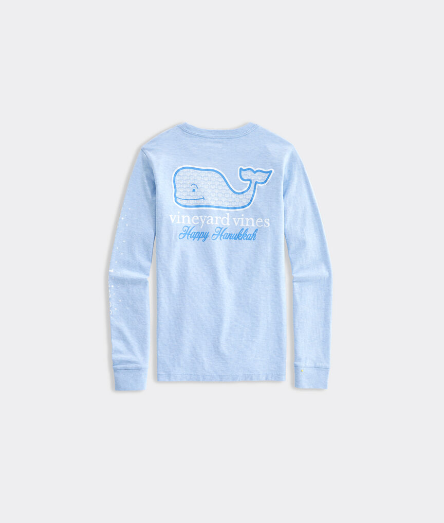 Boys' Hanukkah Whale Fill Long-Sleeve Pocket Tee