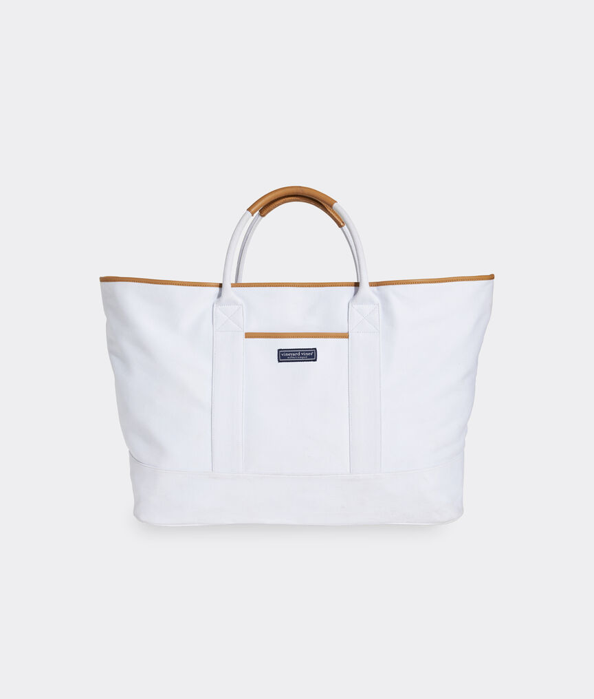 Leather Trim Oversized Tote Bag