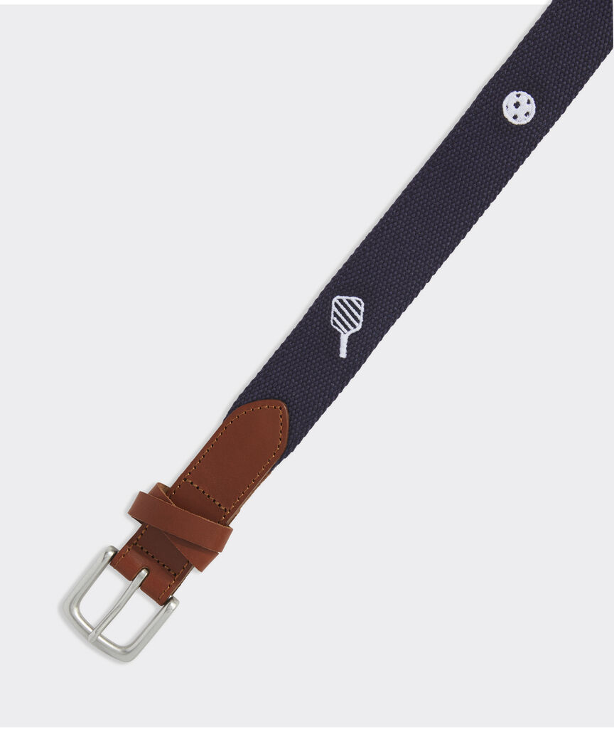 Pickle Ball Embroidered Canvas Club Belt