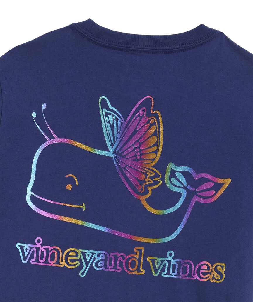 OUTLTE Girls' Foil Butterfly Whale Short-Sleeve Pocket Tee
