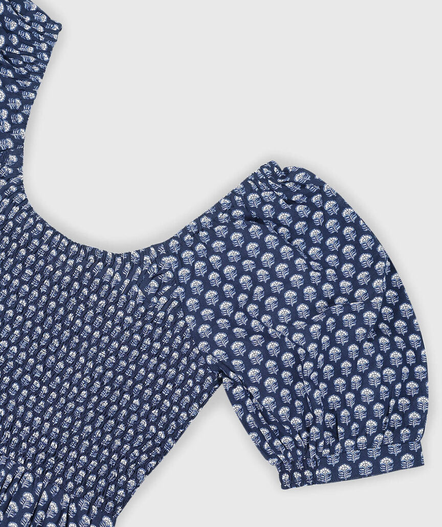 OUTLET Puff-Sleeve Smocked Maxi Dress
