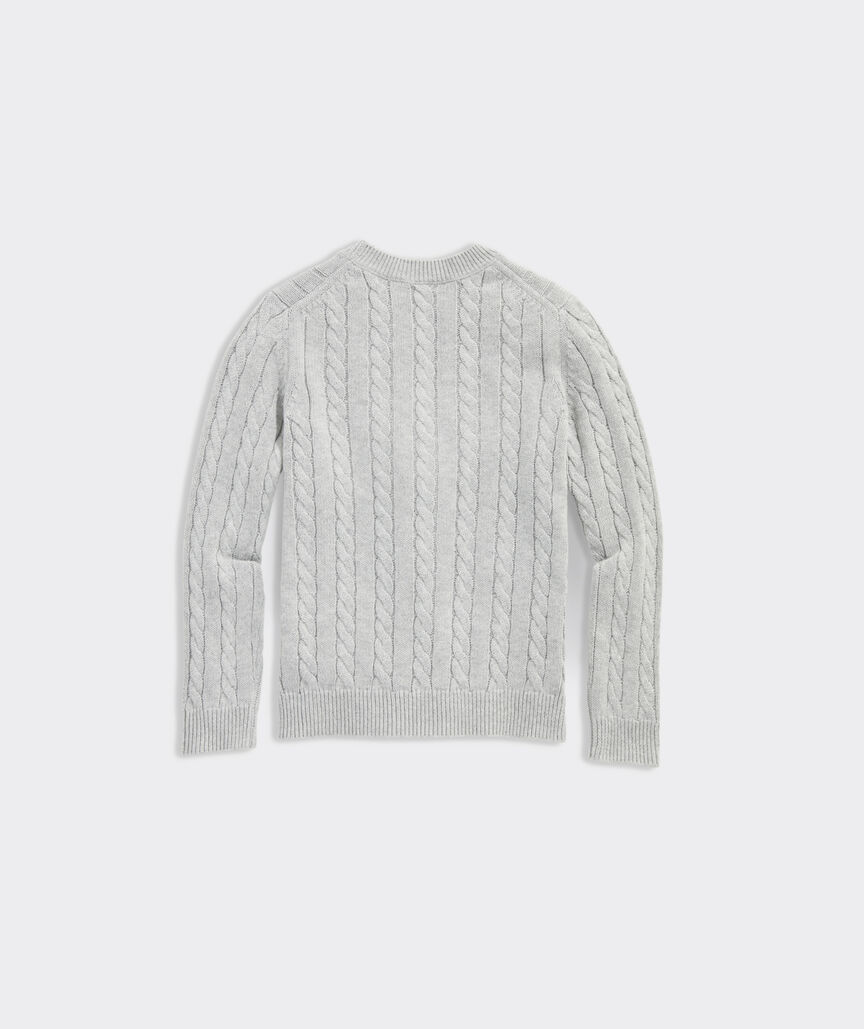 Boys’ Cotton Cashmere Cable Crewneck Sweater