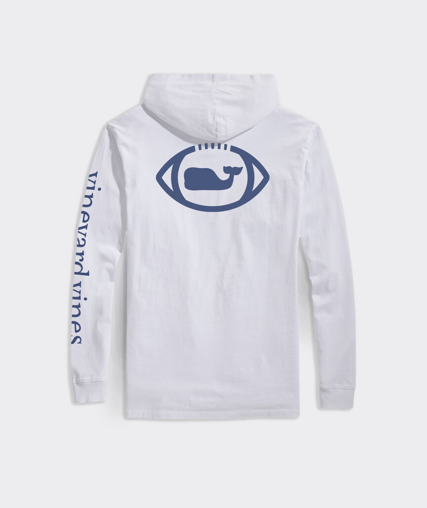 Long-Sleeve Football Whale Dot Heathered Hoodie Tee