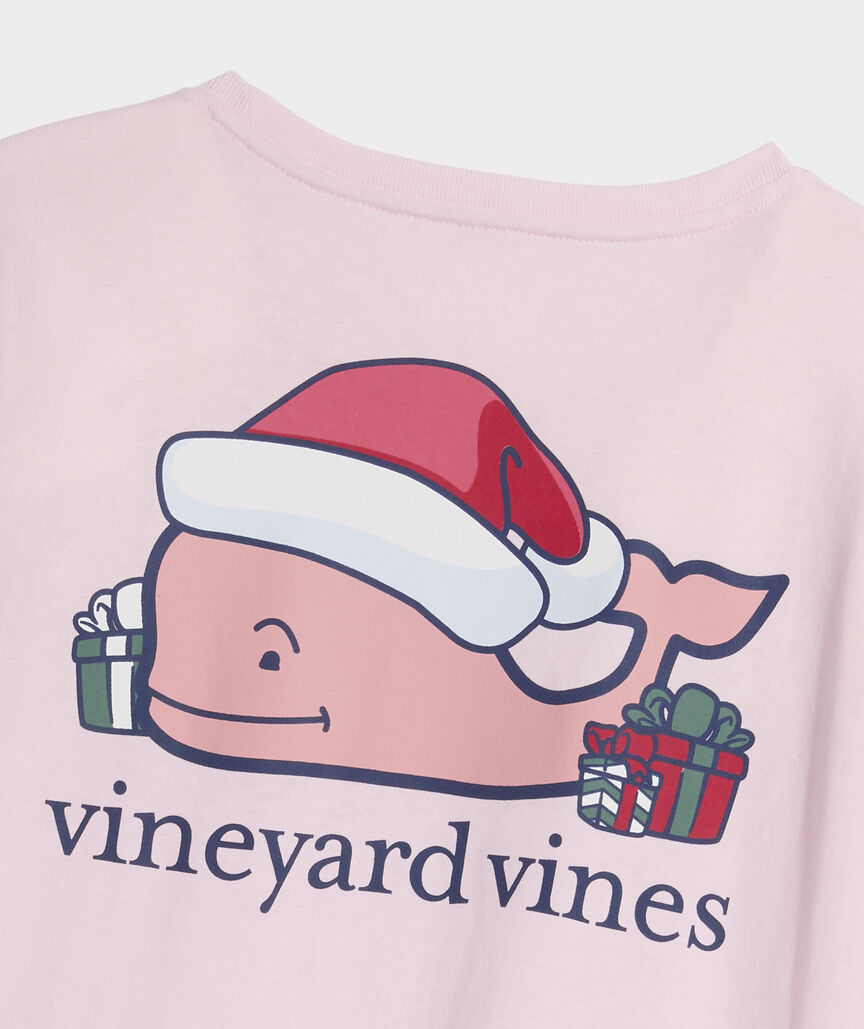 Women's Santa Whale & Presents Long-Sleeve Pocket Tee