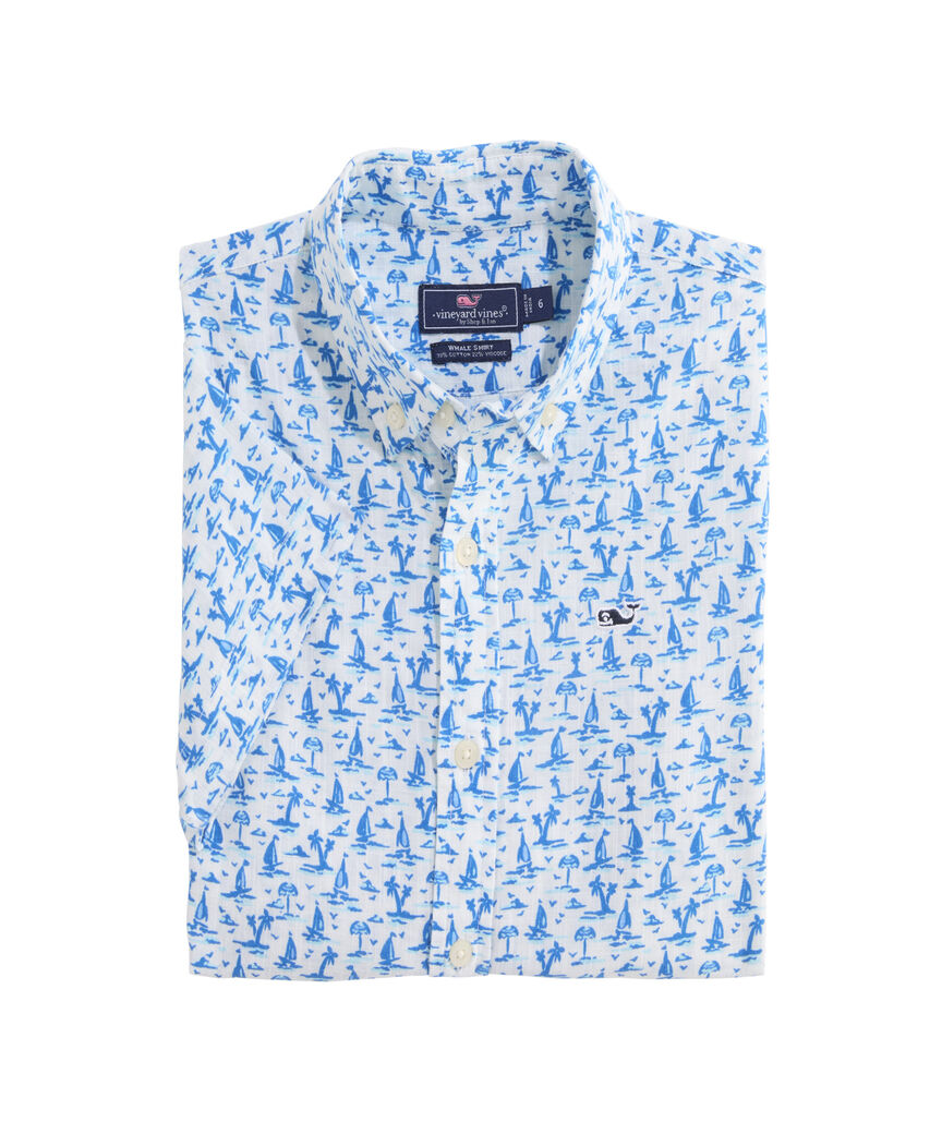 OUTLET Boys' Atlantic Sailing Short-Sleeve Whale Shirt