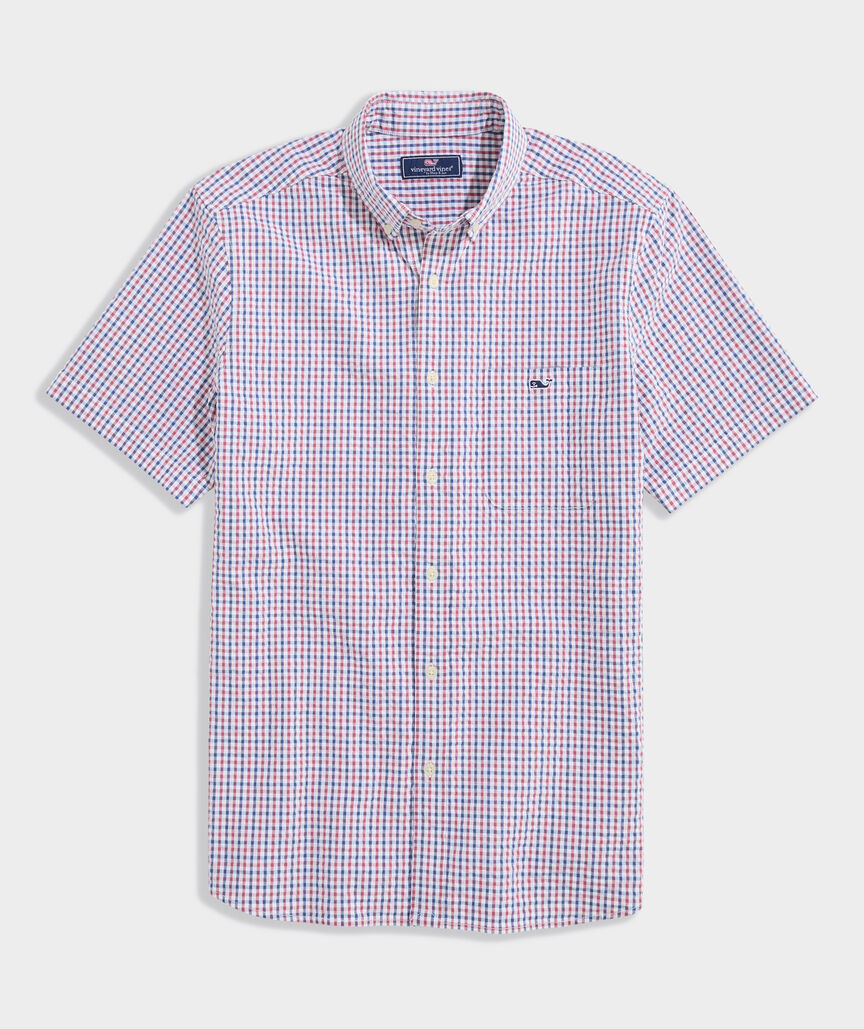 Seersucker Gingham Short-Sleeve Shirt