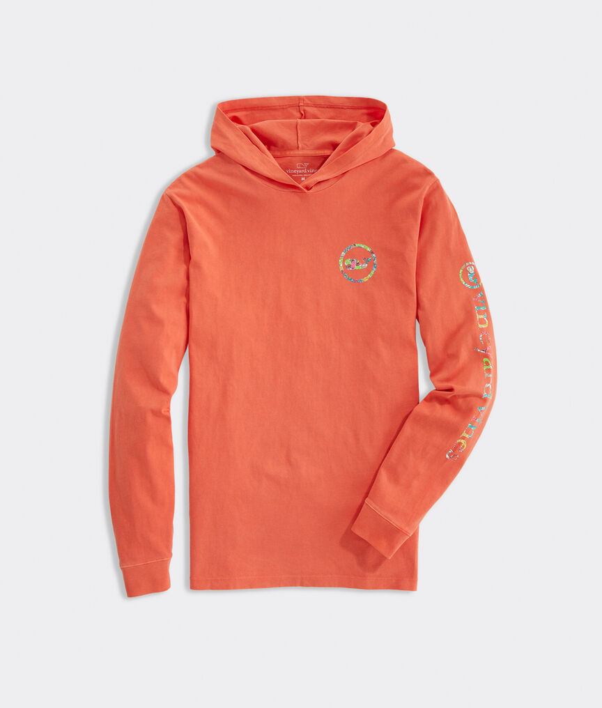 Garment Dyed Tropical Drinks Whale Dot Long-Sleeve Hoodie Tee