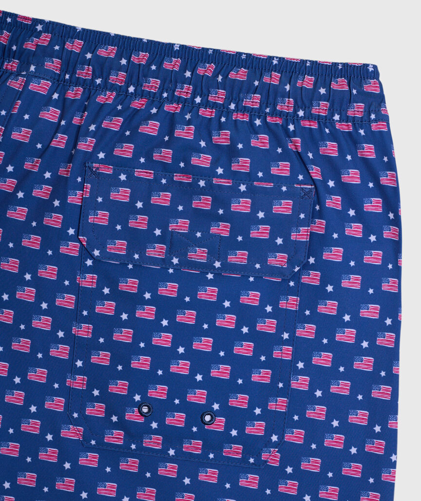 OUTLET 5 Inch Flag & Stars Chappy Swim Trunks