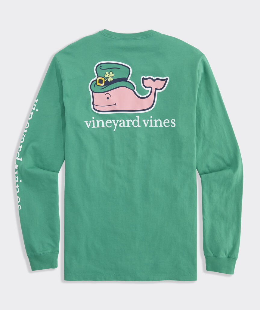 St. Patrick's Day Character Whale Long-Sleeve Pocket Tee