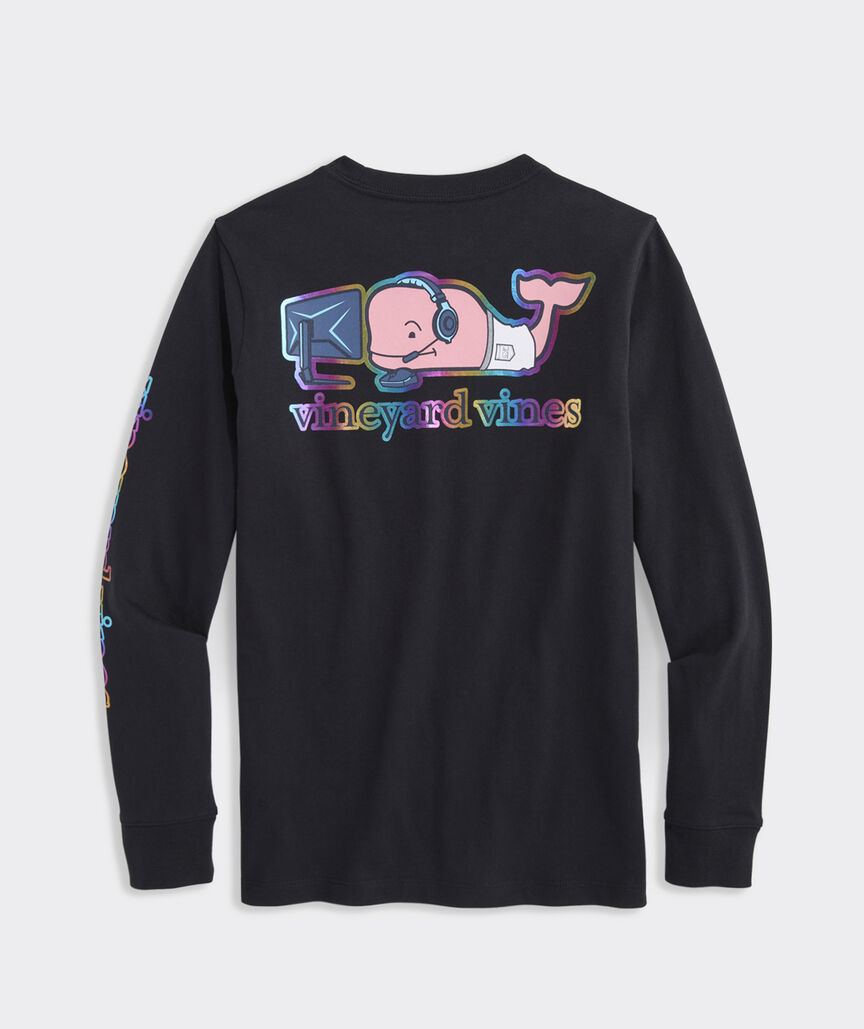 Boys' Gamer Character Whale Long-Sleeve Pocket Tee