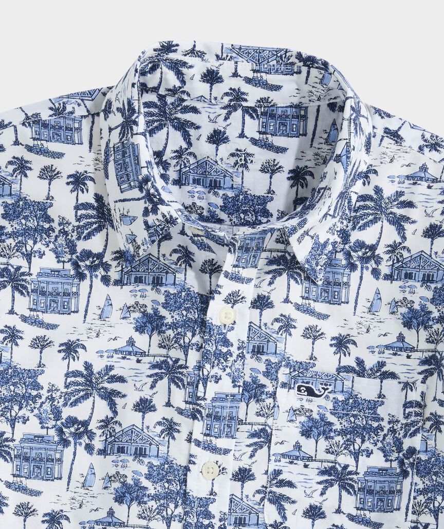 Boys' Printed Cotton Short-Sleeve Shirt