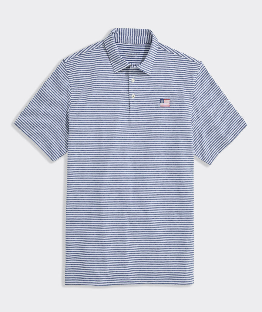 American Flag Performance Winstead Stripe Sankaty Polo