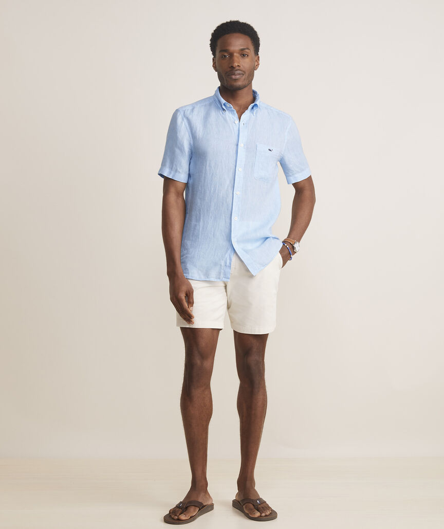 Linen Short-Sleeve Solid Shirt