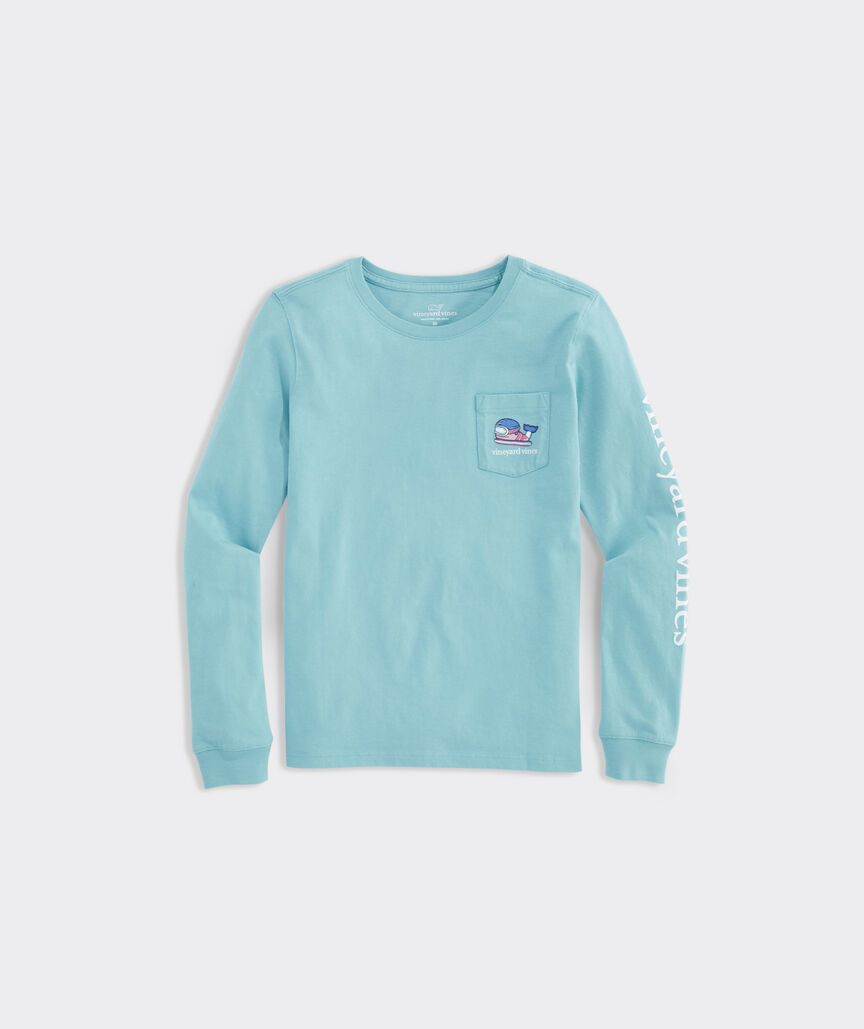 Girls' Glow-In-The-Dark Snowboard Whale Long-Sleeve Pocket Tee