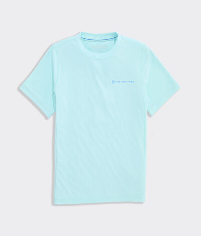 Vineyard Vines Boys' Sun Tech Short-Sleeve Tee (Shallow Sea) (Size: 7)