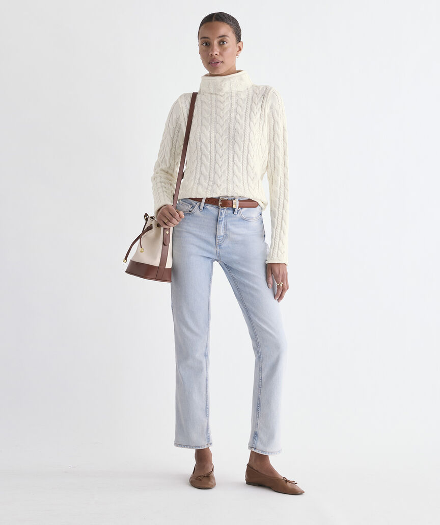 Katie Cotton Cable Mockneck Sweater