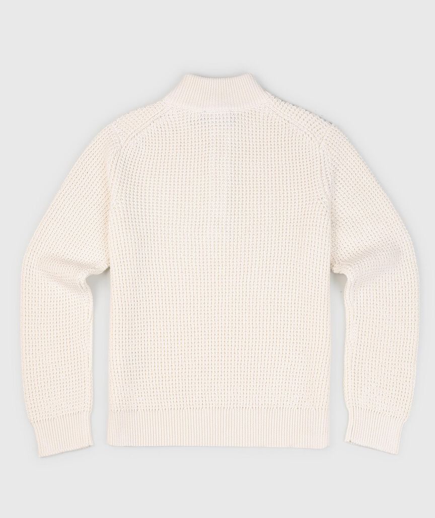 OUTLET Boys' Waffle-Knit Button Mockneck Sweater