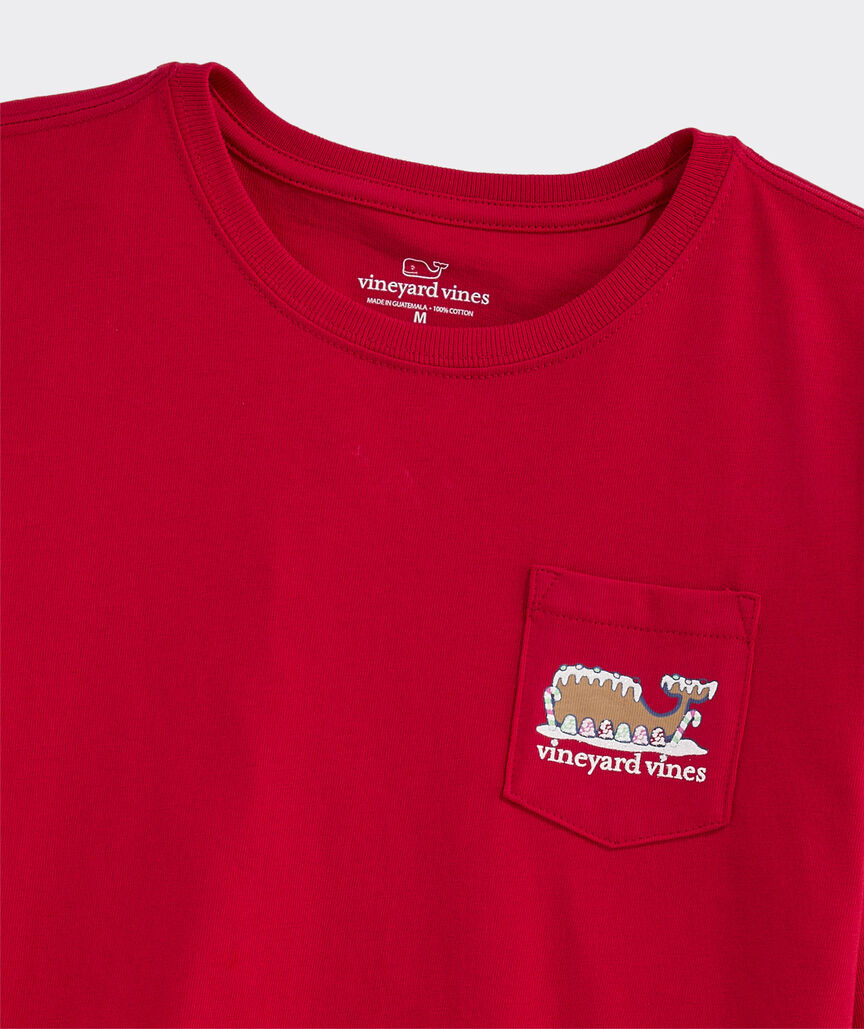 Girls' Glitter Gingerbread House Whale Long-Sleeve Pocket Tee