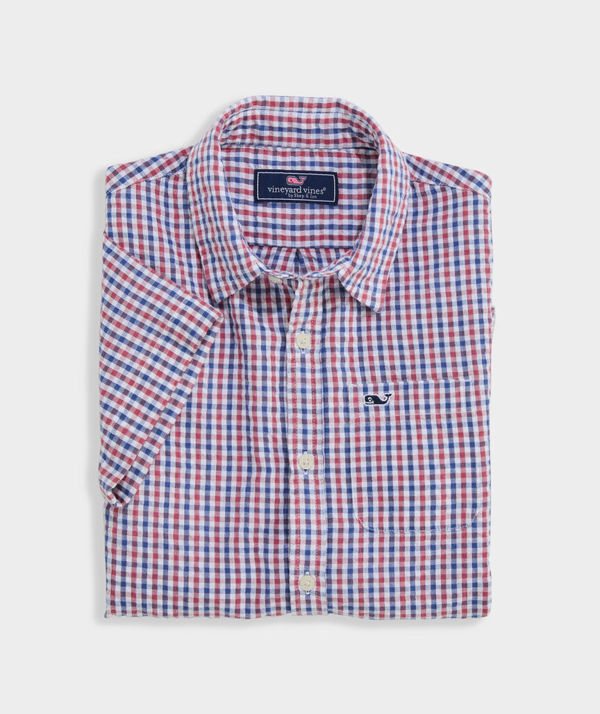Boys' Seersucker Gingham Short-Sleeve Shirt