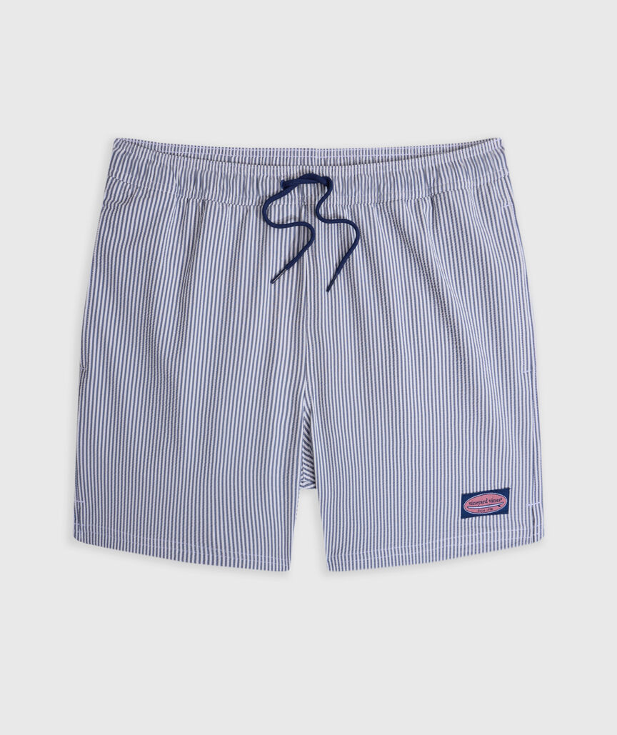 OUTLET 5 Inch Seersucker Chappy Swim Trunks
