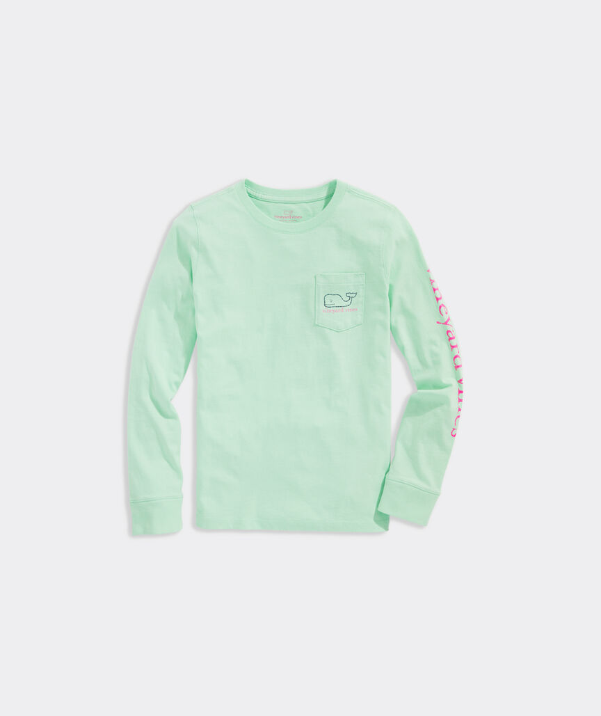 Girls' Long-Sleeve Vintage Whale Pocket Tee